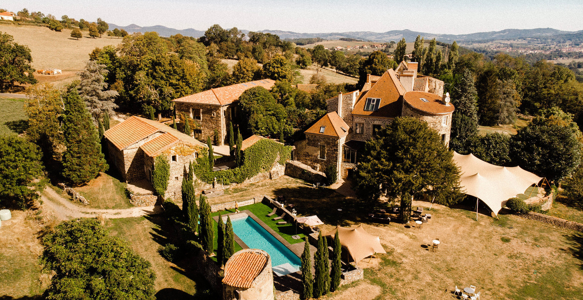 View of the wedding Château du Bois Rigaud in the centre of France.