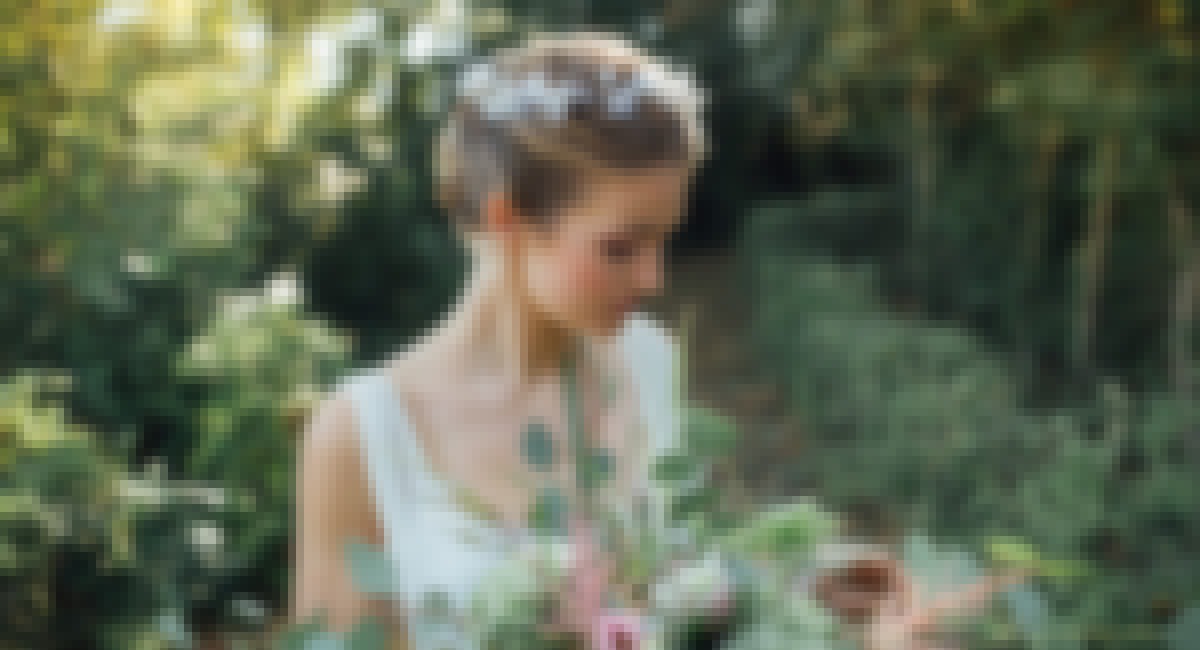 Mariée portant une couronne de fleurs pour son mariage