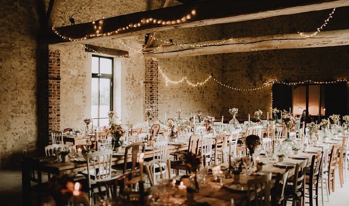 Photo de tables de mariages rustiques au domaine de Ronsard