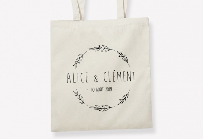 Sac en coton personnalisable pour un mariage de chez Tote the Bag