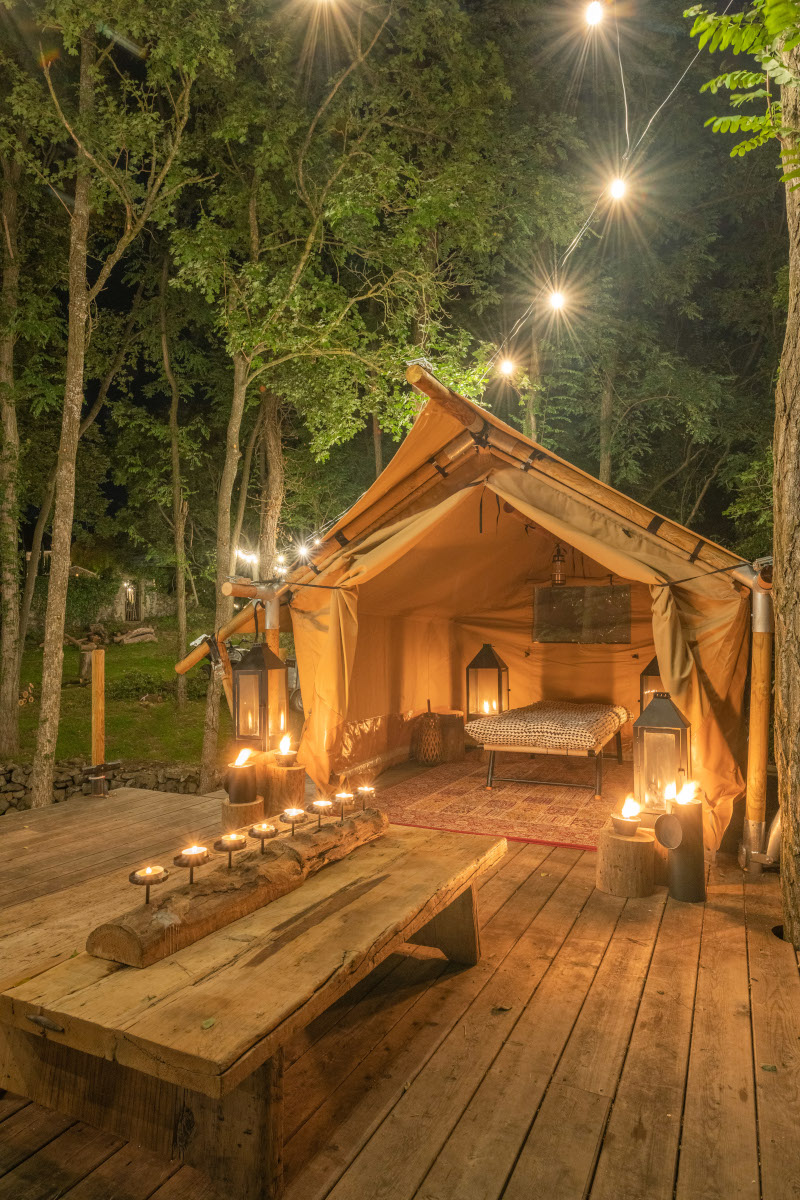 Glamping tipis in Auvergne, France.