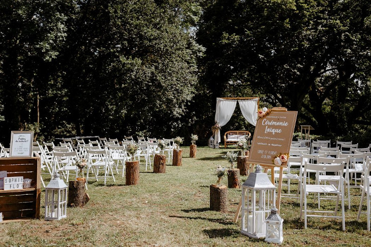 mariage champêtre près d'Issoire au château le Bois Rigaud